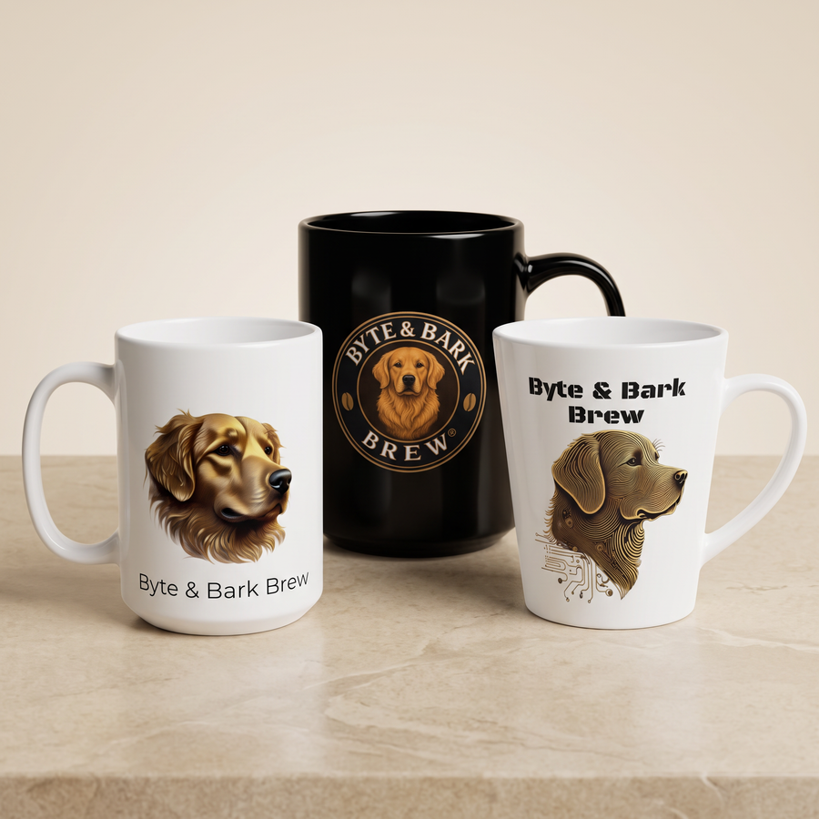 Byte & Bark Brew Mug Trio — 3-Piece Coffee Mug Set