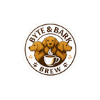 Logo of Byte & Bark Brew featuring dogs and a coffee cup.