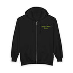 Black hoodie with 'Byte & Bark Brew' text on a white background