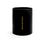 Black mug with 'Byte & Bark Brew' text on a white background
