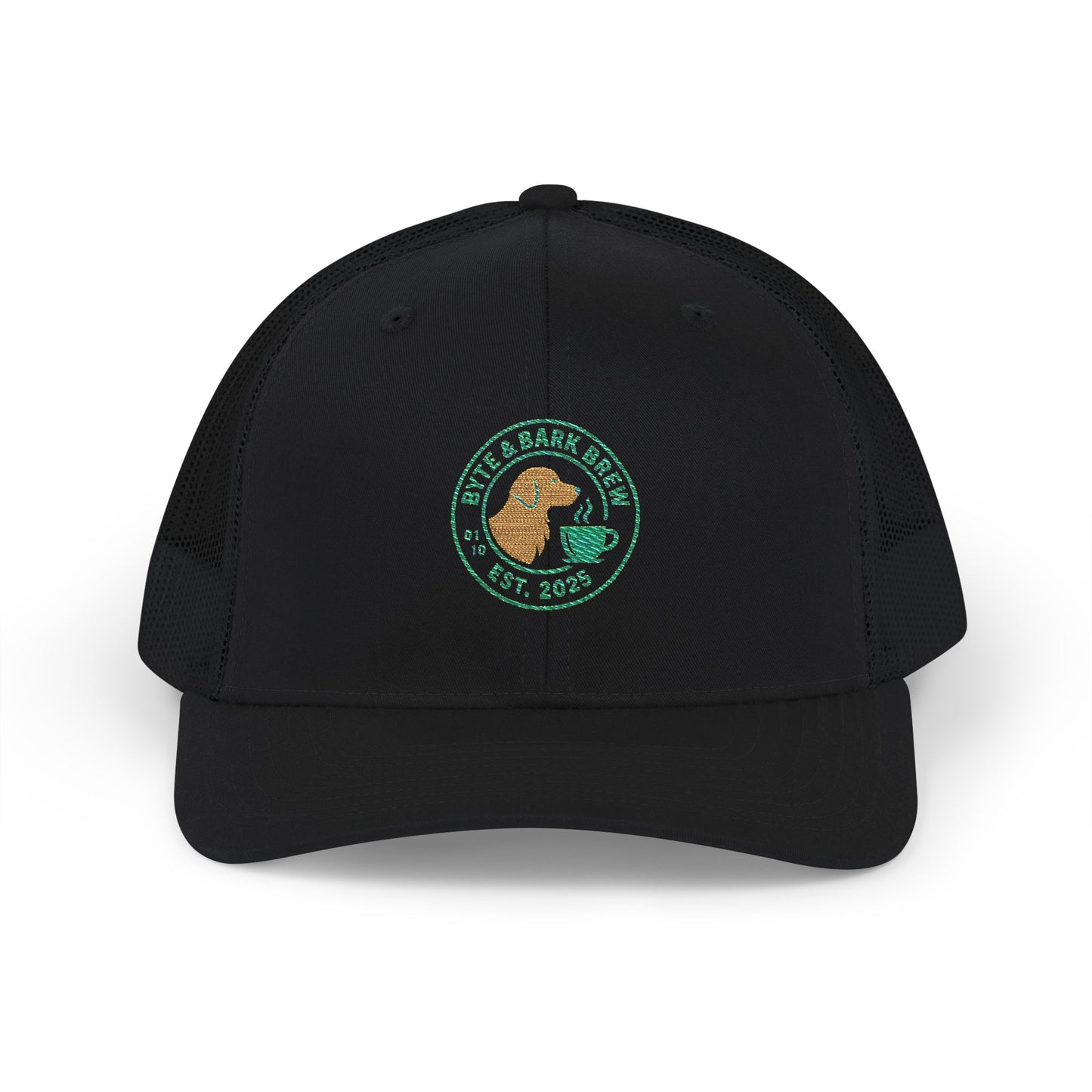 Byte & Bark Brew Embroidered Snapback Trucker Cap