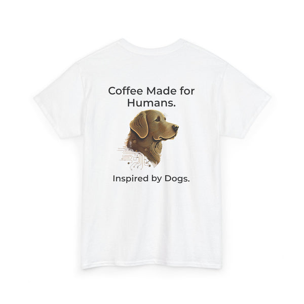 Byte & Bark Brew golden retriever logo with Coffee Made for Humans Inspired by Dogs message