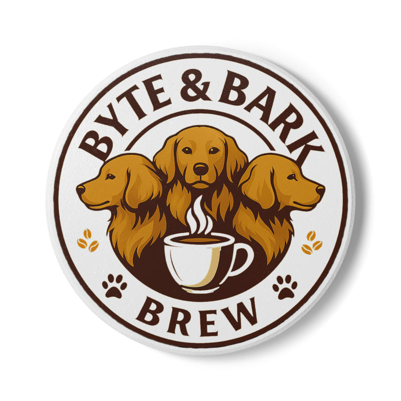 Ceramic Coaster – Byte & Bark Brew Logo