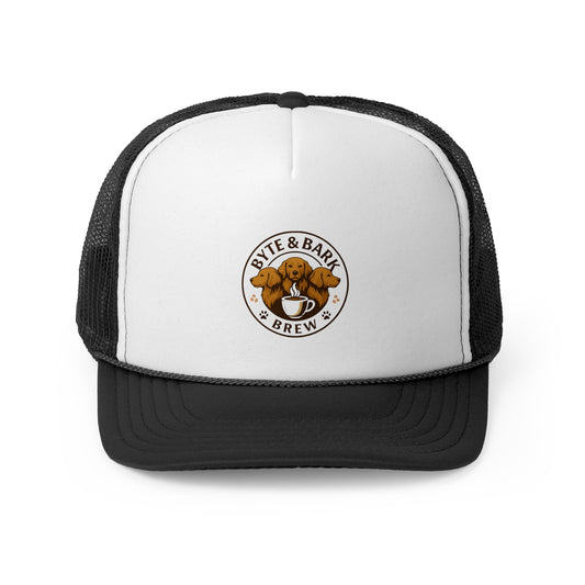 Trucker hat with a logo on a white background