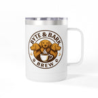 Custom white Byte & Bark Brew tumbler mug — sleek, durable, and designed for dog-loving coffee enthusiasts.