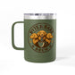 Left side view of the green Byte & Bark Brew coffee tumbler — durable, stylish, and perfect for daily coffee routines.
