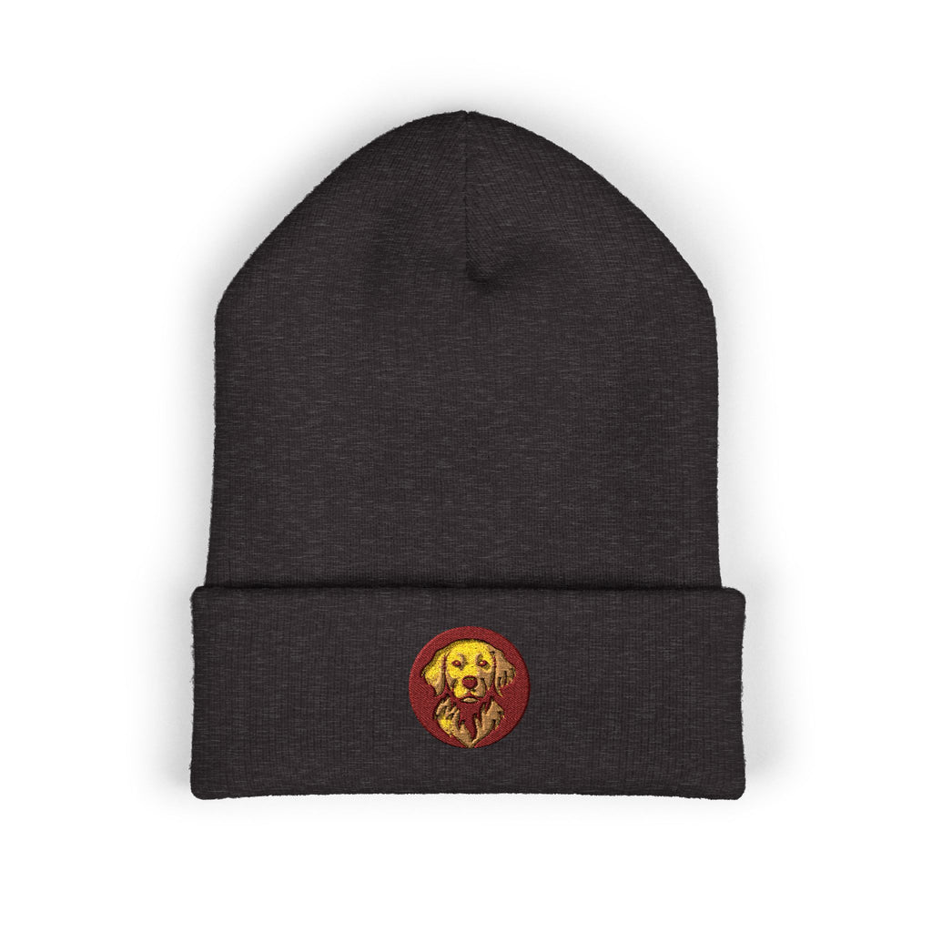Dog lover beanie embroidered black knit winter hat