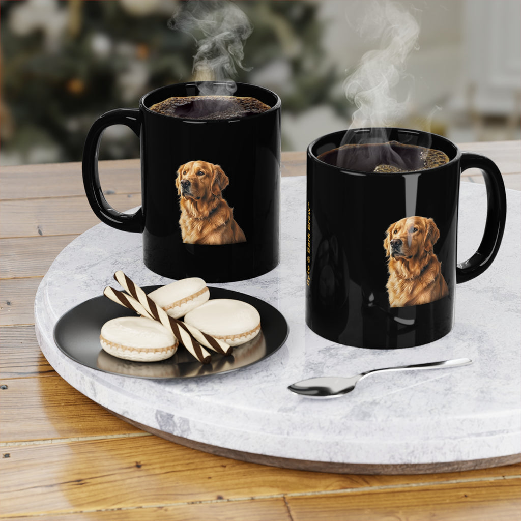 Golden retriever coffee mug black ceramic 11oz dog lover gift