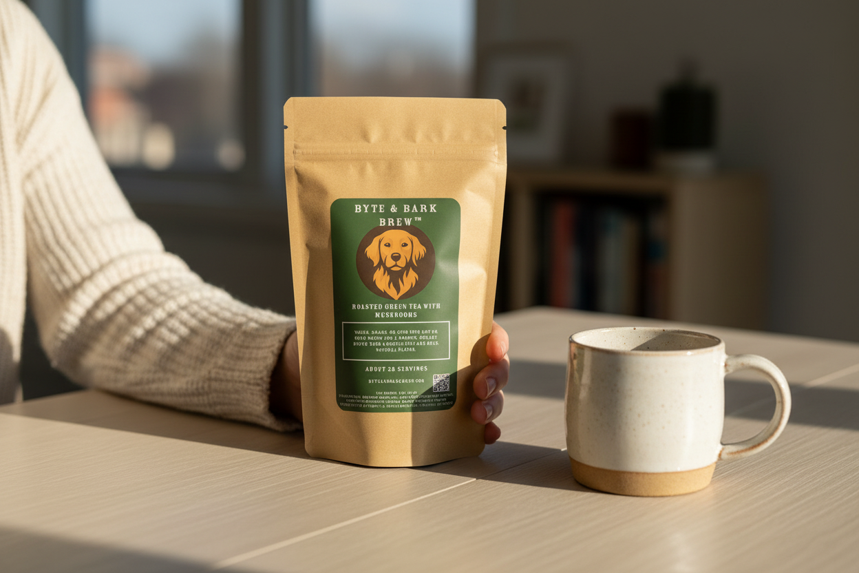 Hojicha Package in Hands